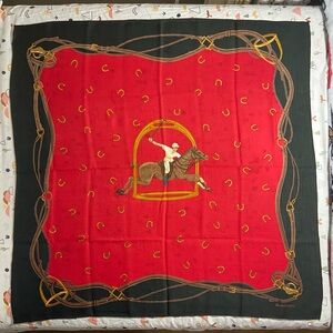 Rare Vintage Wool Ralph Lauren Red and Green Equestrian Scarf